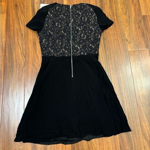 Rebecca Taylor Crepe & Lace black lace detail short sleeve dress NWT - Picture 2 of 7